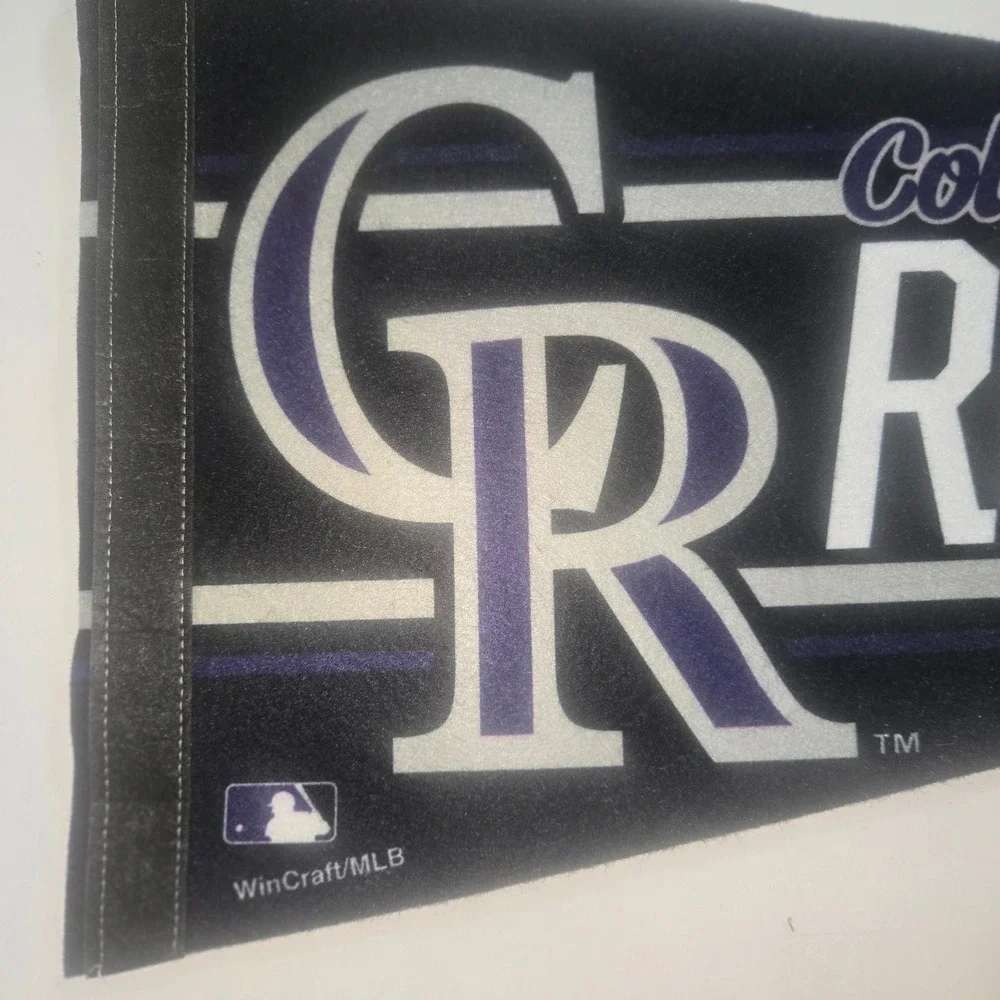WinCraft Colorado Rockies MLB Pennant Black Felt Baseball Wall Decor Logo 12x30